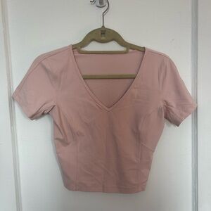 Lulu lemon cropped light pink fitted top